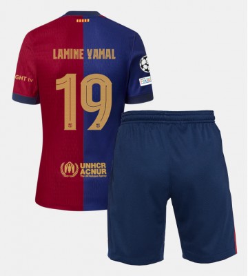 Barcelona Lamine Yamal #19 Hemmakläder Barn 2024-25 Kortärmad (+ Korta byxor)